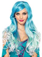Mermaid, long wig, waves, side part, ombre